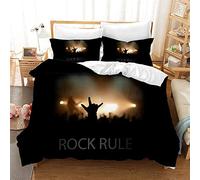 Ste-X The Will of Rock Music Panel Multi Colour All Season Luxury Soft Duvet Cover Quilt Bedding Set with Pillowcase (200x200cm(Double),Rock 03)