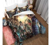 Ste-X Washed Cotton Bedding with Tifa Final Fantasy Oeko-Tex Certified & Suitable for Allergy Sufferers, 1 Duvet Cover+2 Pillowcases 80 X 80/50x75Cm (200x200cm(Double),Tifa 05)
