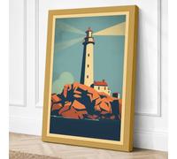 Steadfast Lighthouse Art Deco Canvas Wall Art Print 18x12 Inch (46 x 30 cm)