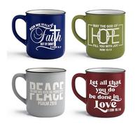 Steadfast Selections 4 - Pack Inspirational Christian Coffee Mug for Women & Men - Scripture Coffee Cups with Bible Verses - Religious Coffee Mugs - Faith Based Gift Set - Ceramic Christian Mug