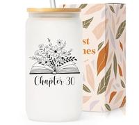 SteadStyle 30th Birthday Gifts for Women - 16oz Frosted Glass Cup with Lids and Straw, 30 Year Old Birthday Gifts for Her, Happy 30s Birthday Decoration for Sister, Friends, Daughter, Co-Worker, Wife