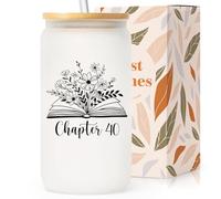 SteadStyle 40th Birthday Gifts Women - 16oz Frosted Glass Cup with Lids and Straw, 40 Year Old Birthdays Gifts for Friends Sister Wife Mom Daughter