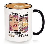 SteadStyle Funny Book Lover Gift for Women Mug, Born to Read Forced to Work