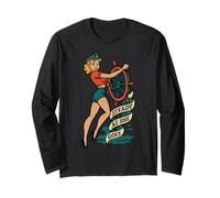Steady As She Goes Pinup Girl Retro Retro Nautical Art Long Sleeve T-Shirt