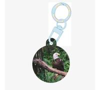 Steady Brown Bald Eagle Print Round Acrylic Pet Tag, Dog Neck Pendant Tags for Pets Circular Dog Cat Collar Name Tags