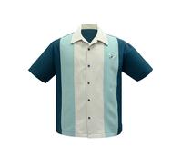 Steady Clothing Atomic Mad Men Rockabilly Teal Bowling Button Down Shirt ST35309