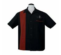 Steady Clothing V8 Classic Black Rust Bowling Rockabilly Button Up Shirt ST35613