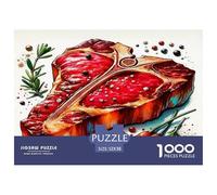 Steak 1000 Pieces Puzzle Game - Raw Steak Spices Herbs The Whole Family Fun And Challenging Activity for Home Decompression52x38cm/1000pcs