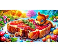 steak 1000 Pieces Recycled Paper Jigsaw Puzzle Impossible Hard Difficult Educational Games for The Whole for Women, Gifts for Men 38x52cm/1000pcs