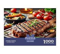 Steak Jigsaw Puzzles 1000 Piece Jigsaw Puzzle Challenging Puzzle Games 100% Recycled Cardboard Beautiful Decoration Puzzle Puzzle Game for The Whole for Women Puzzle for Adults 52x38cm/1000pcs