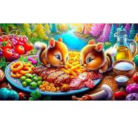 steak Jigsaw Puzzles 1000 Pieces Fun and Challenging Family Game Puzzle Game Great Gift Idea for The Whole for Women, Gifts for Men 38x26cm/1000pcs