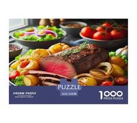 Steak Jigsaw Puzzles 1000 Pieces Puzzles Educational Games 100% Recycled Cardboard Beautiful Decoration Puzzle Puzzle Game for The Whole for Women Puzzle for Adults 52x38cm/1000pcs