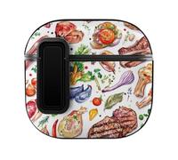 Steak Meat Barbecue Slim Compatible with Airpods 4 Case Protective Hard Cover Skin