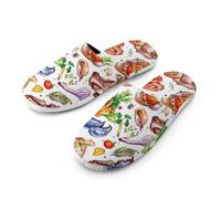 Steak Meat Barbecue Warm Mens Slippers Slip On Soft Fleece House Shoes Winter Indoor Outdoor