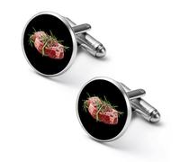 Steak Meat Food Mens Classic Cufflinks Custom Shirt Cuff Links Jewelry Accessories for Business Wedding 0.7" 0.8"