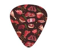 Steak Pattern,12 Pcs Guitar Pick,3 Different Thickness Plectrums for Acoustic Guitar Bass Ukulele (0.46mm 0.96mm 0.71mm)