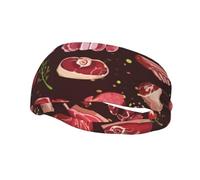 Steak PatternHair Bands for Men Woman Headband Running Headband Sweat Wicking Gym
