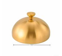 Steak Plate Cover, Korean Style Stainless Steel Round Dish Lid for BBQ Teppanyaki Food, Modern Restaurant Serving Dome Cloche(14CM Golden)