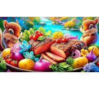 steak Puzzle Game 1000 Piece Recycled Paper Impossible Hard Difficult Challenging for The Whole for Women, Gifts for Men 38x26cm/1000pcs