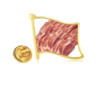 Steak Roll Raw Meat Food Texture Golden Metal Flag Lapel Pin Badge