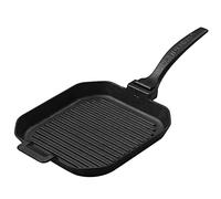Steakchamp Cast Iron Grill Pan: Griddle Pan, Detachable Handles, Compatible with Induction, Oven & BBQ, Perfect for Steaks & More, Cast Iron Skillet, 26 cm (10.2''), Black