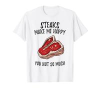 Steaks Make Me Happy You Not So Much Value Graphic T-Shirt, Men, White, L