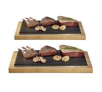 SteakStones The Sharing Steak Plate, an Official Hot Stone Cooking Product. A Fun, Interactive Way to Enjoy Steak on The Stone Using Lava as seen on Dragons Den, Set of 2