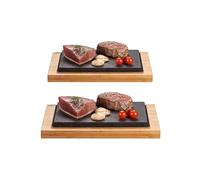 SteakStones The Steak Sharer, an Official Hot Stone Cooking Product. A Fun, Interactive Way to Enjoy Steak on The Stone Using Lava as seen on Dragons Den, Set of 2