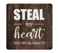Steal My Heart Not My Blankets Decorative Metal Sign Hanging Front Door Wall Art Plaques Wall Decorations Metal Plaque for Office Restaurants Outdoor 12x12 Inch