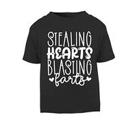 Stealing Hearts and Blasting Farts [BBY6] Short Sleeve Cotton Toddler t Shirt, 1-2 Years, Black