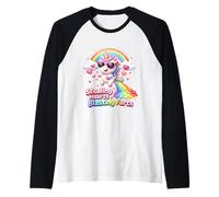 Stealing Hearts Blasting F Arts Unicorn Rainbow Birthday Raglan Baseball Tee
