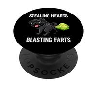 Stealing Hearts Blasting Farts Funny Dog Black Pug PopSockets Adhesive PopGrip