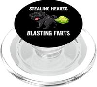 Stealing Hearts Blasting Farts Funny Dog Black Pug PopSockets PopGrip for MagSafe