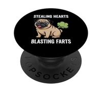 Stealing Hearts Blasting Farts Funny Dog Pug PopSockets Adhesive PopGrip