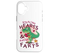 Stealing Hearts Blasting Farts Trex Funny Valentines Day Case for iPhone 16 Plus