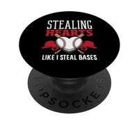 Stealing Hearts Like I Steal Bases Baseball Player PopSockets Adhesive PopGrip