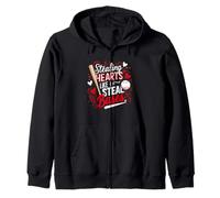 Stealing Hearts Like I Steal Bases Softball Baseball Batter Zip Hoodie