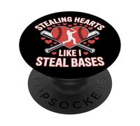 Stealing Hearts Like I Steal Bases Youth Baseball PopSockets Adhesive PopGrip
