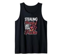 Stealing Hearts Like I Steal Pucks Hockey Valentine's Tank Top
