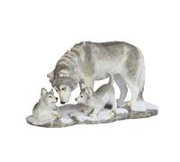 StealStreet SS-G-54274 Wolf Playing with Pups Figurines, White,Grey