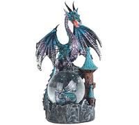 StealStreet SS-G-71503 Metallic Dragon And Castle Snow Globe Figurine Aqua Blue, 8"