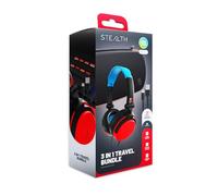 STEALTH 3 in 1 Switch 2 Travel Kit with C6-50 Gaming Headset and 2m Braided Charging Cable - Black with Neon Blue and Neon Red Accents
