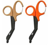 Stealth Black Coated First Aid Scissors, Stainless Steel Safety Scissors for Bandages, Gauze & Tape, Rounded Tip Emergency Scissors for First Aid Kit, Home, Travel & Workplace (Orange & Brown, 19cm)