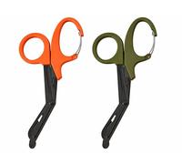 Stealth Black Coated First Aid Scissors, Stainless Steel Safety Scissors for Bandages, Gauze & Tape, Rounded Tip Emergency Scissors for First Aid Kit, Home, Travel & Workplace (Orange & Green, 19cm)