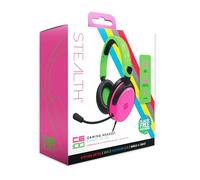 STEALTH C6-100 Neon Pink & Green Over Ear Gaming Headset PS4/PS5, XBOX, Switch, PC with Flexible Mic, 3.5mm Jack, 1.5m Cable, Lightweight, Comfortable and Durable