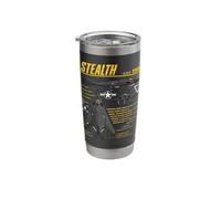 Stealth Fighter Jet Airplane Infographic Yellow Wireframe Stainless Steel Insulated Tumbler