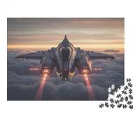 Stealth Fighter Jet Jigsaw Puzzles Puzzle for Adults Kids. 1000 Pieces Sky Clouds Great Gifts Challenge Toy Home Decoration for Gifts 1000pcs (75x50cm)