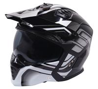 Motorcycle Crash Helmet Stealth Fighter ECE 22.06 Approved Multi Function Full Face & Open Face Helmet Removable Peak - Orbit Black / Silver Gloss (Large)