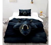 Stealth Jet 2 Pcs Bedding Bed Set Creative Design Art 3D Printed King Size for Kids Soft Microfiber With Sheet Pillowcases Single(135x200cm)