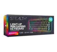 STEALTH Light Up Ultra Compact Mini Gaming Keyboard - Black, with Weighted Base and Multicolour Lighting Effects